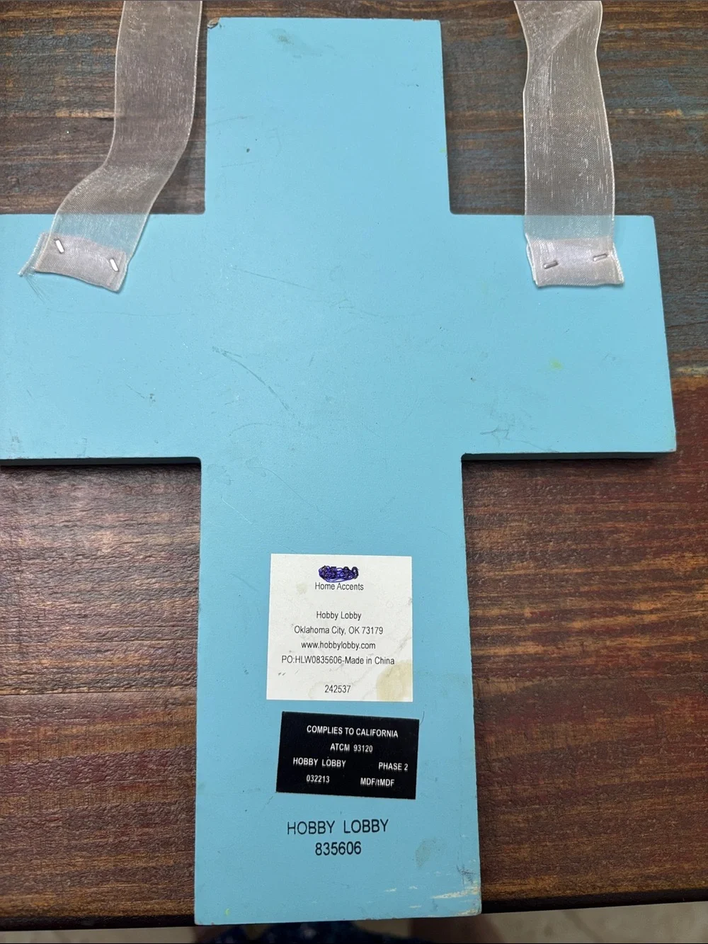 Hobby Lobby Blue and Green Floral Scripture Cross Wall Decor